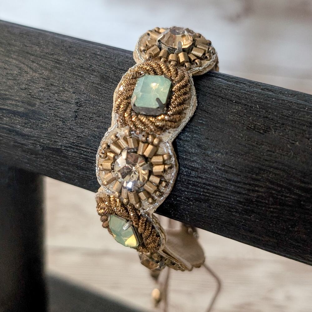 Green & Tan Tie Bracelet